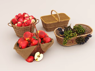 fruit bamboo basket 3d model