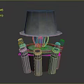 Metallic Decorative Structure With Silver Shade And Blue Glass Tube Elements