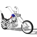 Custom Chopper Motorcycle with American Flag Design Black Leather Seat and Long Handlebars