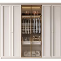 Elegant Modern White Wardrobe With Glass Doors And Organized Hanging Clothes Storage