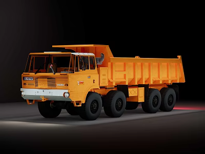 Orange DAF Dump Truck With Multiple Wheels And Large Dump Bed Utility Vehicle 3d model