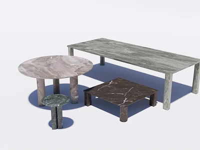 Stylish Marble Coffee Tables In Round Rectangular And Square Shapes For Modern Living Room 3d model