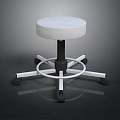 Modern Bar Stool With White Padded Seat Black Stem And Wheeled Cross Base
