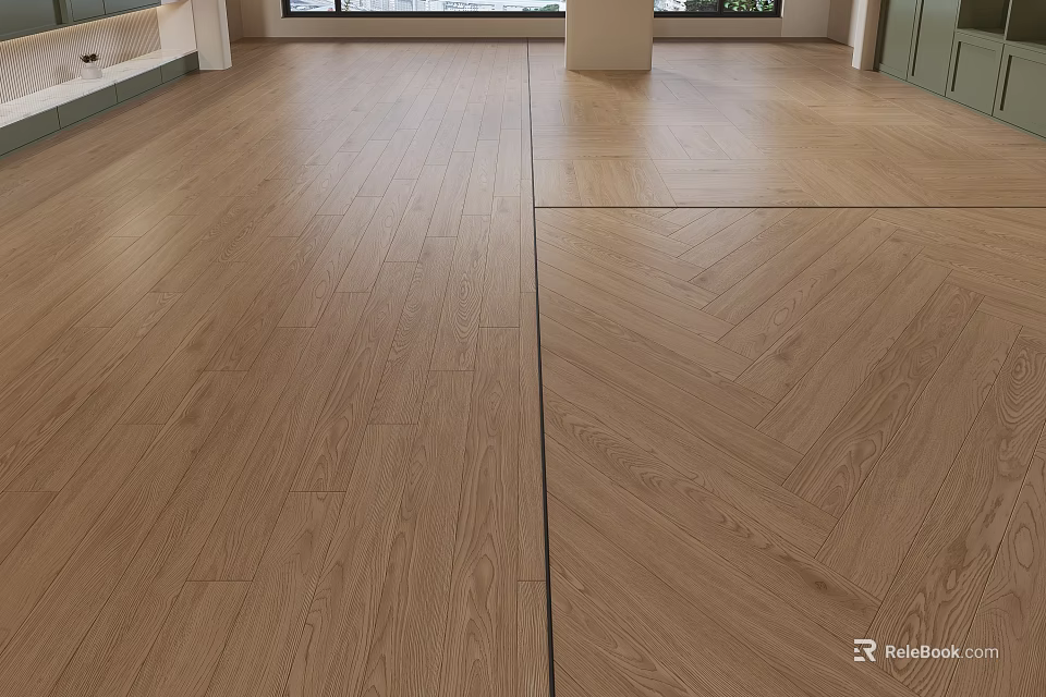 Wooden Flooring With Different Patterns In Bright Interior 3d model