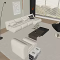 Modern Sofa Coffee Table Combination Cream Sofa Combination 3d model