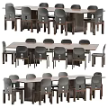 Modern Wooden Dining Table Set With Matching Chairs And Rectangular Top 3d model