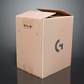 Brown Corrugated Cardboard Box with Open Lid and G Logo on Dark Background