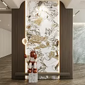 Modern background wall cream log rock slab shape partition porch 3d model