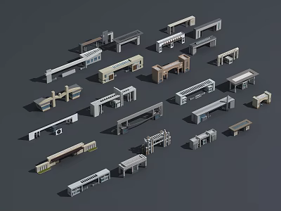 Various Architectural Entrance Gates With Modern Designs And Different Structural Styles 3d model