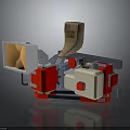 Red And White Industrial Processing Equipment With Motor Feeding Hopper And Mechanical Parts