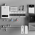 Home Plumbing Pipes With Water Heaters Faucets Valves Sinks Switches Sockets Accessories