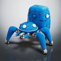 Blue Spider Like Robot Character With Multi Legged Mechanical Creature Design 3d model