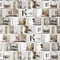 Open fashion magazine pages featuring clothing displays and home decor elements