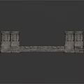 Square Stone Platform With Circular Decorative Center And Four Corner Pillars 3d model