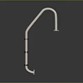 Stainless Steel Pool Ladder With Handrails And Reflective Surface On Dark Background