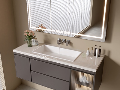 Modern Bathroom Cabinet Bathroom Counter Basin Bathroom Decoration Mirror Cabinet Sink 3d model