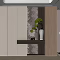 Modern Entryway Interior Design With Wooden Accents Marble Backdrop Green Plant And Storage Cabinets