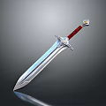 Elegant Silver Sword With Red Handle And Ornate Pommel Shiny Finish