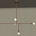 Modern Linear Brass Chandelier With White Globe Bulbs In Interior Space 3d model