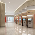 Modern Bank Lobby Interior With Spacious Design Service Counters Comfortable Seating And Digital Screens