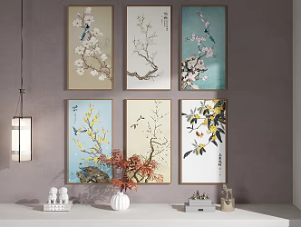 New Chinese Plant Painting Hanging Paintings 3d model