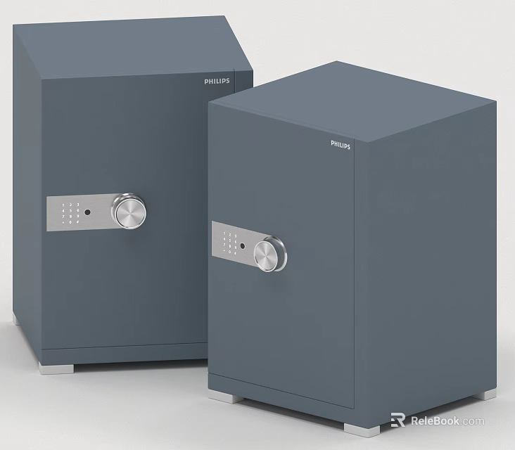 Gray Philips Safes With Digital Keypad And Knob Lock For Home Security 3d model 