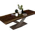 Dining Table Long Table Desk Sharing Table Ornaments Tableware 3d model