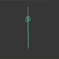 Ancient Long Handle Weapon With Spearhead Ring Decoration And Carved Shaft Patterns