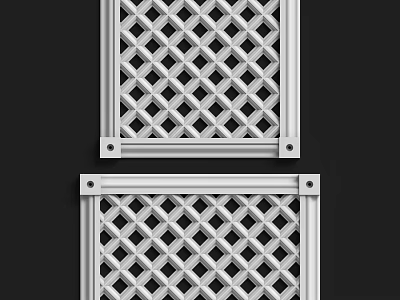 White Metal Components With Diamond Lattice Pattern And Frame Structure 3d model