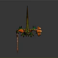 Game Movie Character With Green Skin Horned Head And Orange Warrior Armor Design