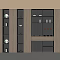 Modern Light Gray Wooden Bookcase With Lighting Design Multiple Compartments And Decorative Items 3d model
