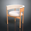 Stylish Modern Single Chair With Wooden Frame Curved Backrest And White Cushion
