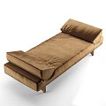 Brown Velvet Sofa Bench With Comfortable Cushions And Modern Wooden Legs Design