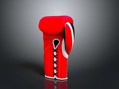 Red Boxing Gloves Featuring Black White Accents And Lace Up Design For Fitness Training 3d model