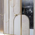 Elegant Modern Background Wall With Gold Metal Frames Mirror Panels And Geometric Design 3d model