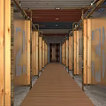 Public Restroom Interior With White Urinals Colorful Graffiti Mural And Wooden Stalls