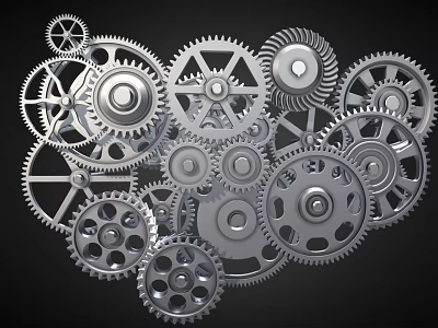 Metallic Gears Assortment With Various Sizes Intricate Designs And Mechanical Details 3d model