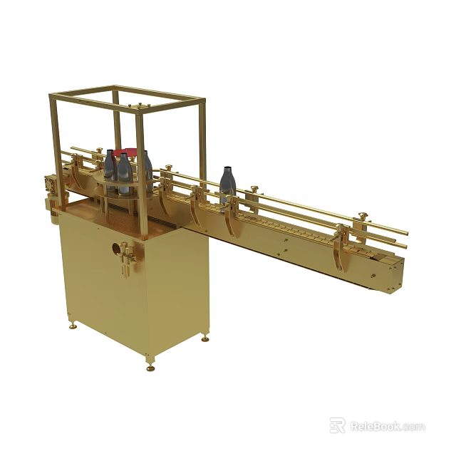 Golden Industrial Automatic Conveyor Machine System For Bottling Production Line 3d model 