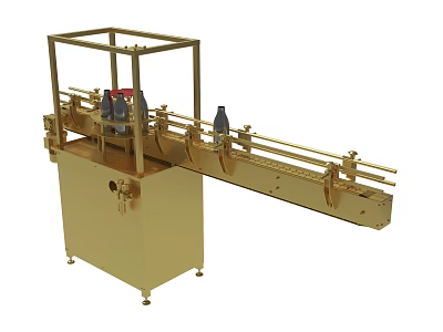 Golden Industrial Automatic Conveyor Machine System For Bottling Production Line 3d model