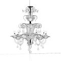 Elegant Classic Chandelier With Crystal Details Multiple Arms Hanging Pendants And Lit Bulbs