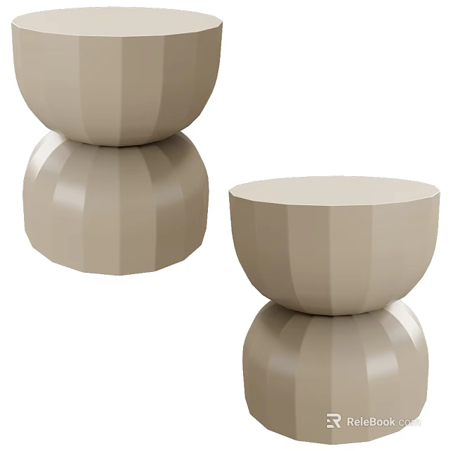 Beige Inflatable Stools With Stackable Design Round Shape And Striped Texture 3d model 