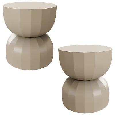 Beige Inflatable Stools With Stackable Design Round Shape And Striped Texture 3d model