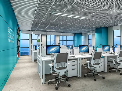 Modern public office area open office 3d model