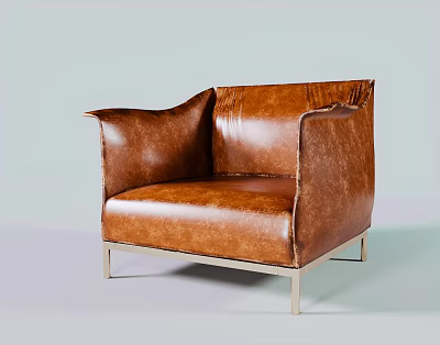 Brown Leather Armchair Featuring Modern Design And Metal Legs For Stylish Living Room Interior 3d model