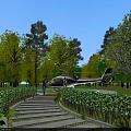 Scenic Wooden House Exterior With Swimming Pool Stone Pathway And Green Trees