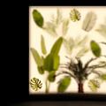 Indoor Green Plant Wall With Lush Leafy Plants And Decorative Fern Patterns