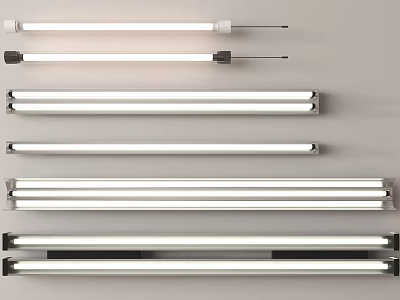 Modern LED Tube Lights With Different Lengths And Metal Ends For Illumination 3d model