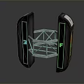 Modern Smart Access Gate With Black Panels Metal Frame And LED Indicators