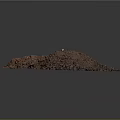 Reddish Brown Soil Pile With Small Stones And Plant Debris Against Dark Background