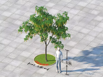 Arbor With 1.8m Height And 1.5m Diameter Circular Lawn On Gray Square Pavement Tiles 3d model